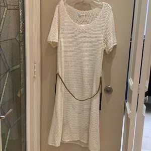 Cream knitted midi dress